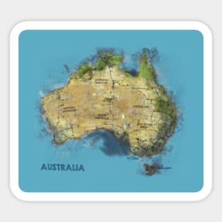 Watercolor Illustration of Australia Map Sticker